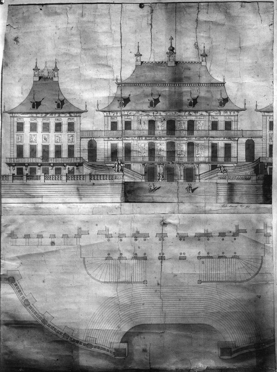 Pałac Nadrzeczny (Wasserpalais), po 1721 autorstwa Matthäus Daniel Pöppelmann