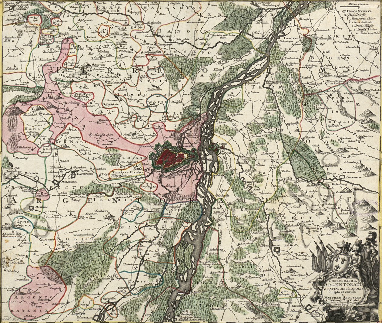 Polski: Mapa Strasburga, stolicy Alzacji autorstwa Georg Matthäus Seutter