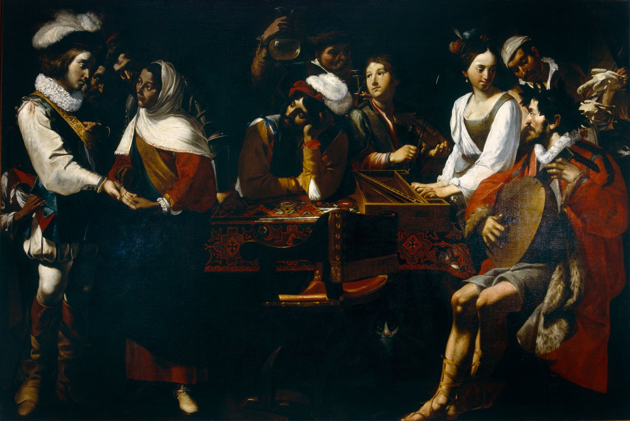Tasso na dworze Ferrary (albo Alegoria Pięciu Zmysłów), ok. 1630-90 autorstwa Mattia Preti