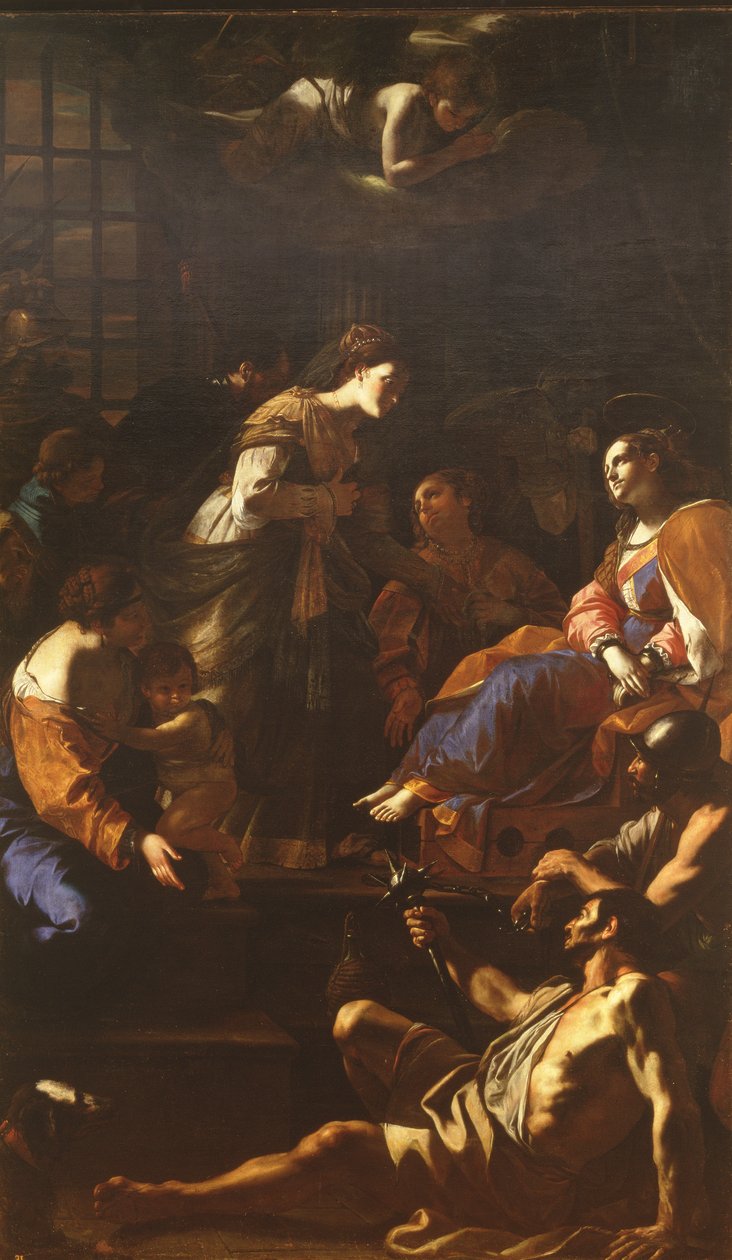 Cesarzowa Faustyna z wizytą u św. Katarzyny Aleksandryjskiej w więzieniu, ok. 1640-43 autorstwa Mattia Preti