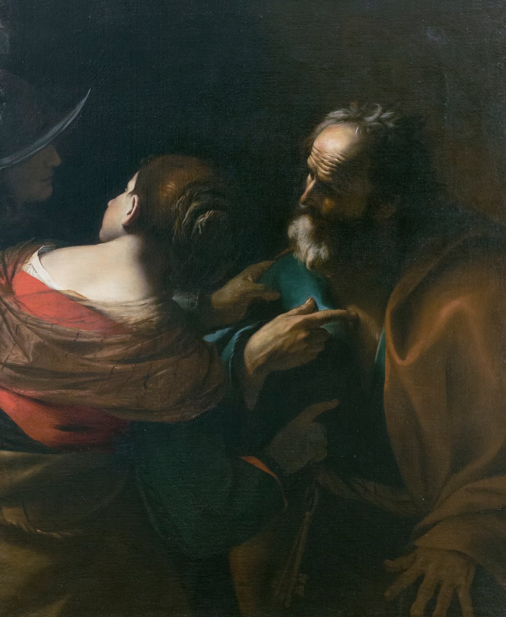 Zaprzeczenie św. Piotra, ok. 1637-1640 (olej na płótnie) autorstwa Mattia (1613 99) Preti