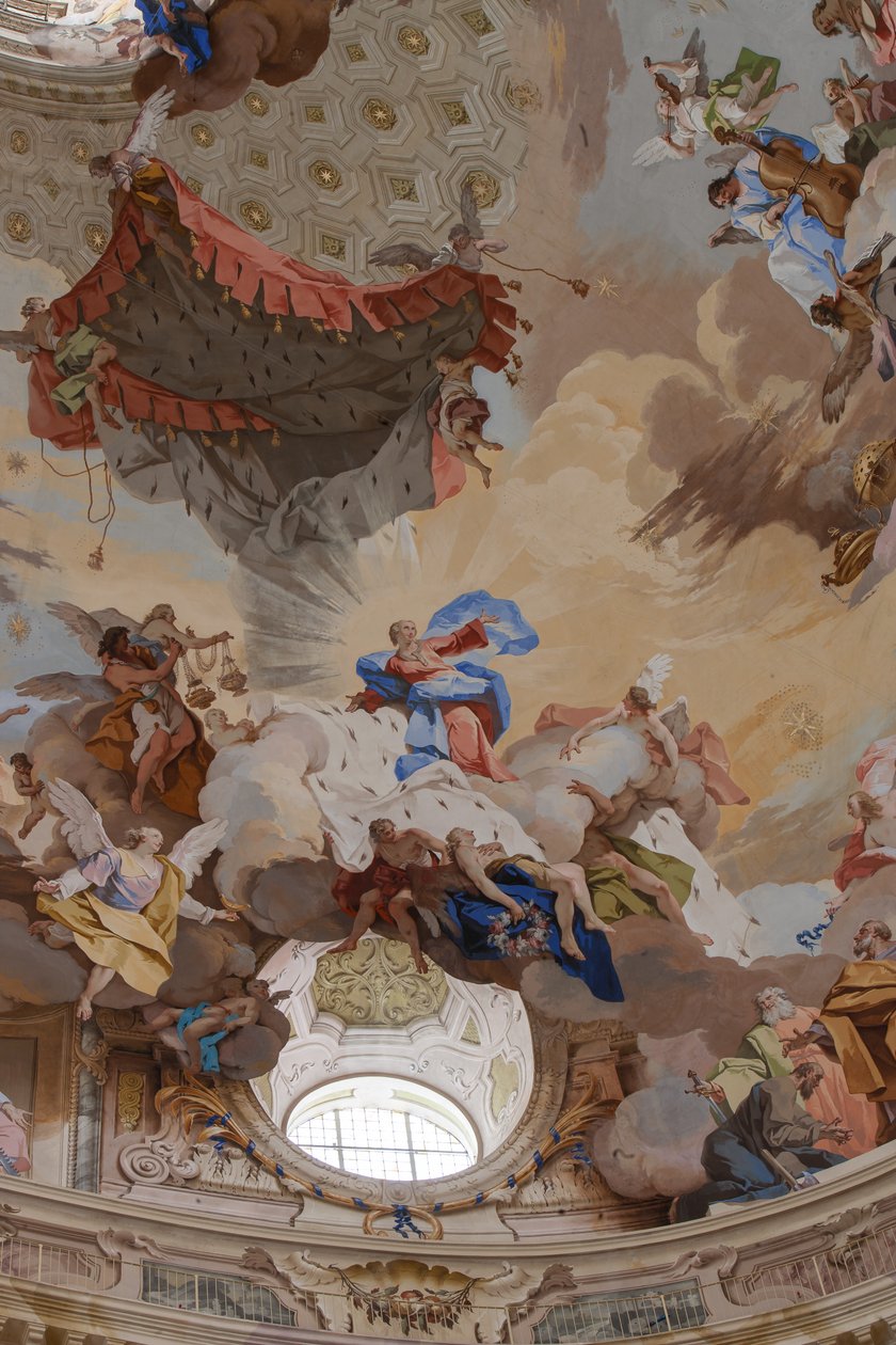Fragment „Wniebowzięcia Maryi” autorstwa Mattia Biella Felice and Bibiena Giuseppe Galli Bortoloni
