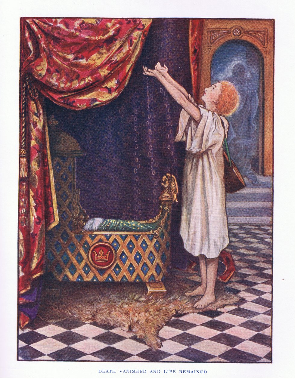 Śmierć zniknęła, a Życie pozostało, ilustracja z Lady And Fairy Tales, 1914 autorstwa Maud Tindal Atkinson