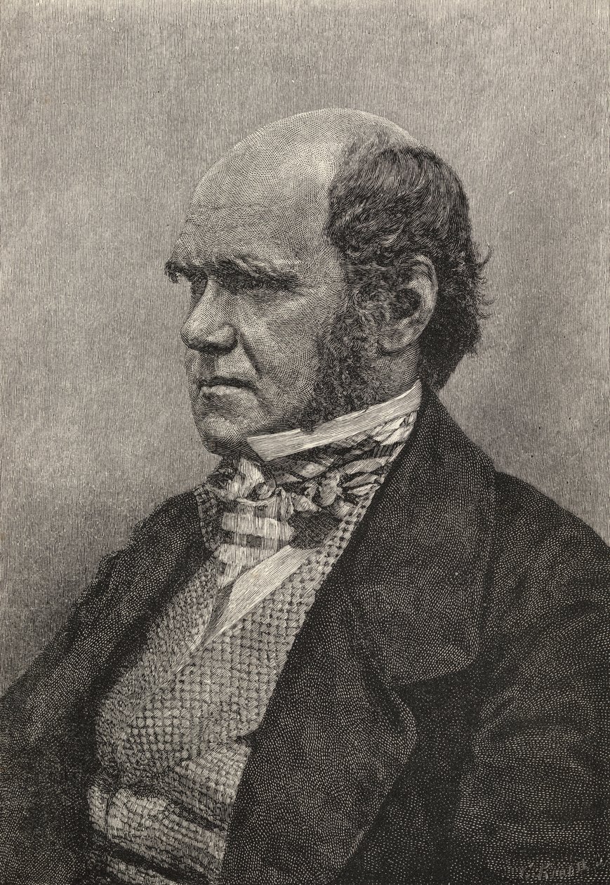 Karol Darwin w wieku 45 lat, ilustracja z "Życia i listów Karola Darwina", tom I, opublikowanego w 1887 r. autorstwa Maull and Fox