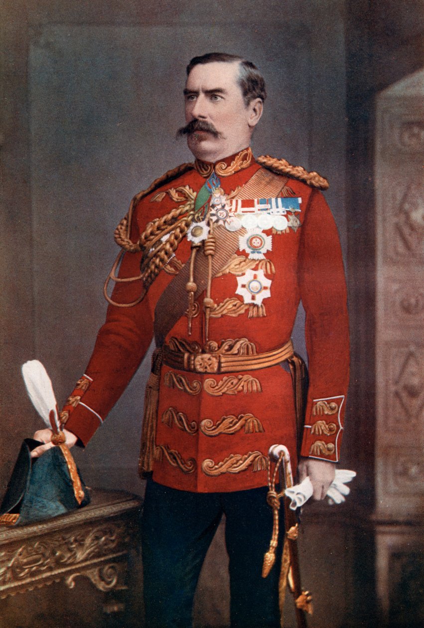Generał porucznik Sir Baker Creed Russell, dowodzący Dystryktem Południowym, 1902. autorstwa Maull and Fox