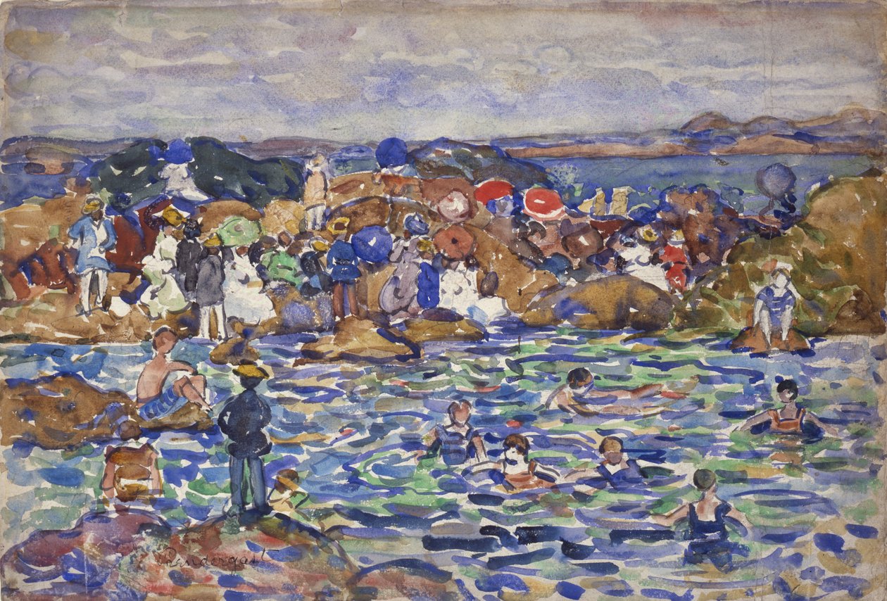 Na brzegu, St. Malo nr 1, ok. 1907 autorstwa Maurice Brazil Prendergast