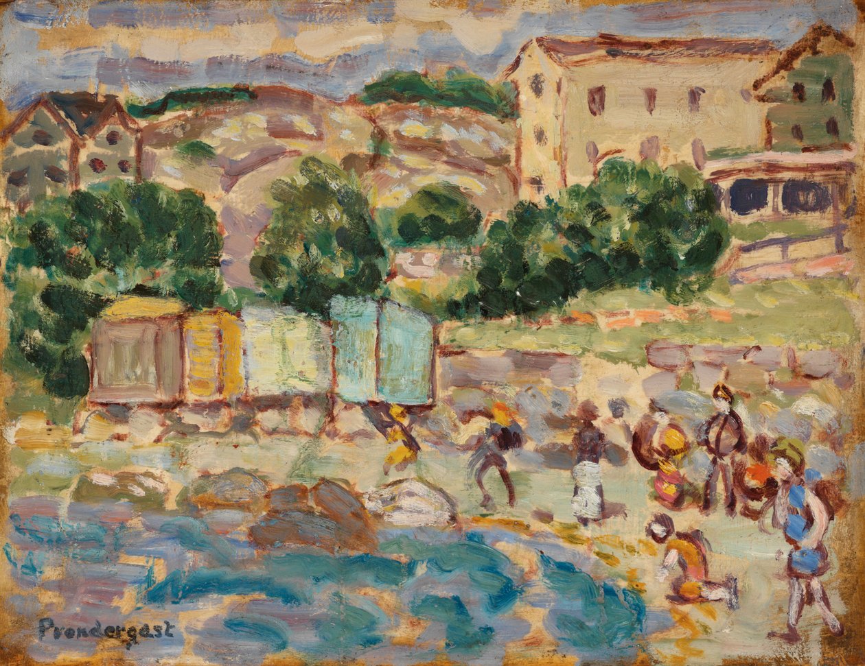 Plaża i wioska autorstwa Maurice Brazil Prendergast