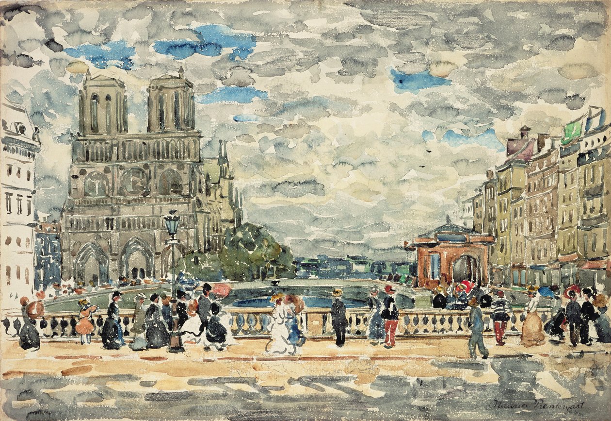 Notre Dame (toaleta i gwasz na graficie na papierze) autorstwa Maurice Brazil Prendergast