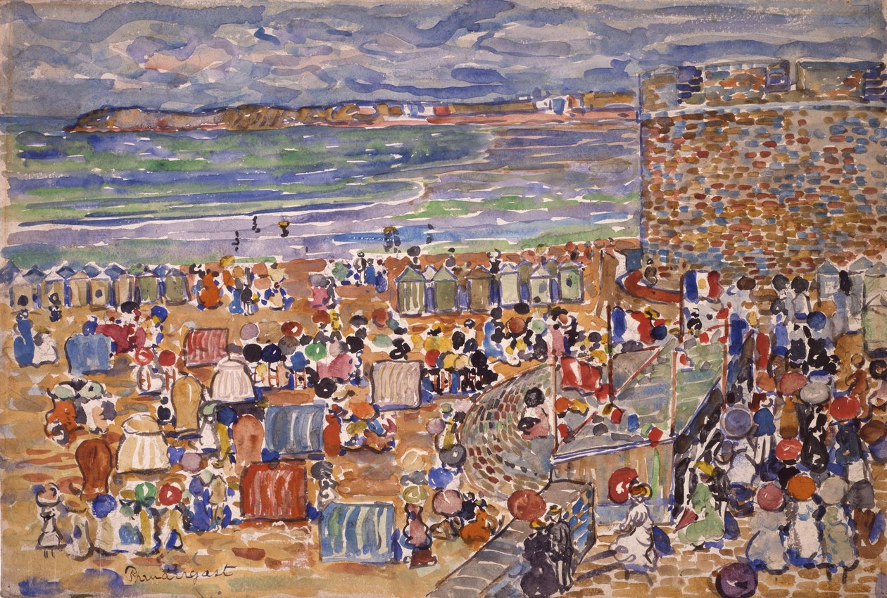 Na plaży, St. Malo, ok. 1907 r. autorstwa Maurice Brazil Prendergast
