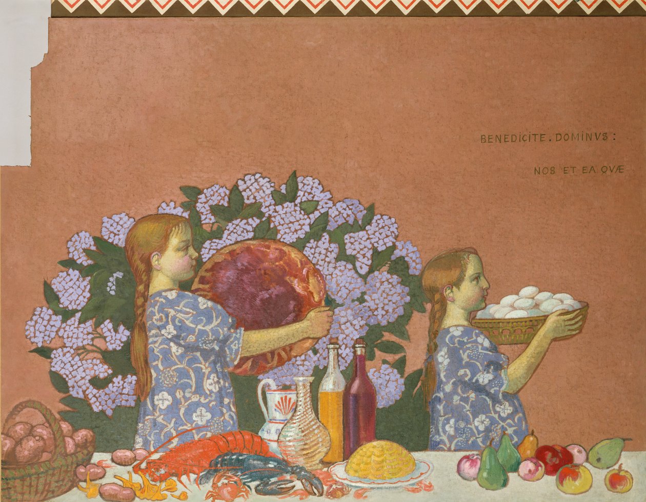 Gracja, lewy panel z dekoracji domu artysty w Perros-Guirac, 1908 autorstwa Maurice Denis