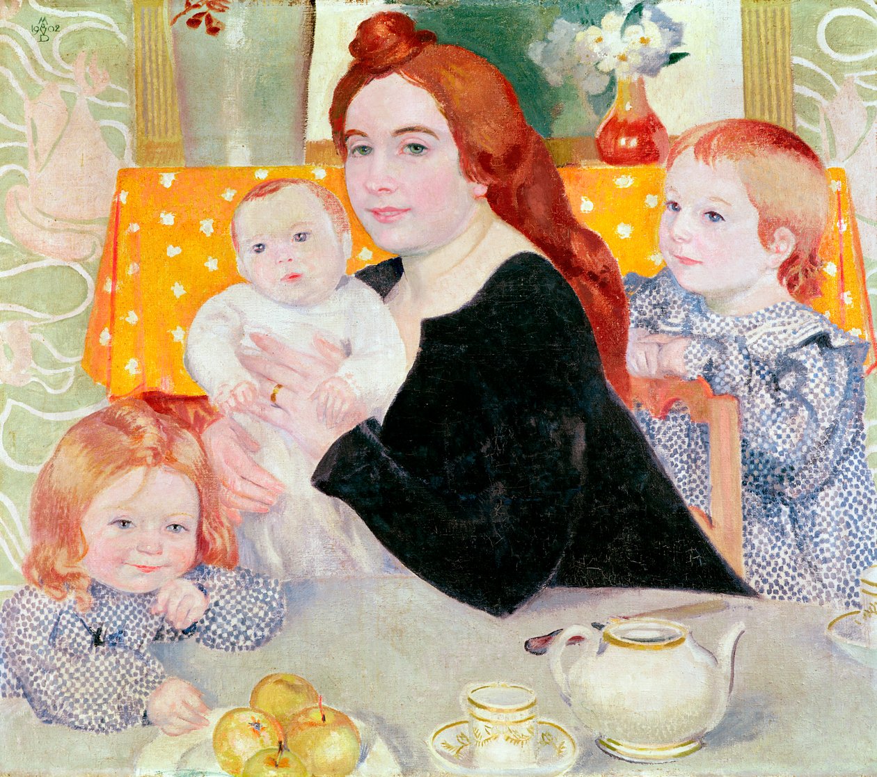 Duży portret rodzinny w kolorze niebieskim i żółtym, 1902 autorstwa Maurice Denis