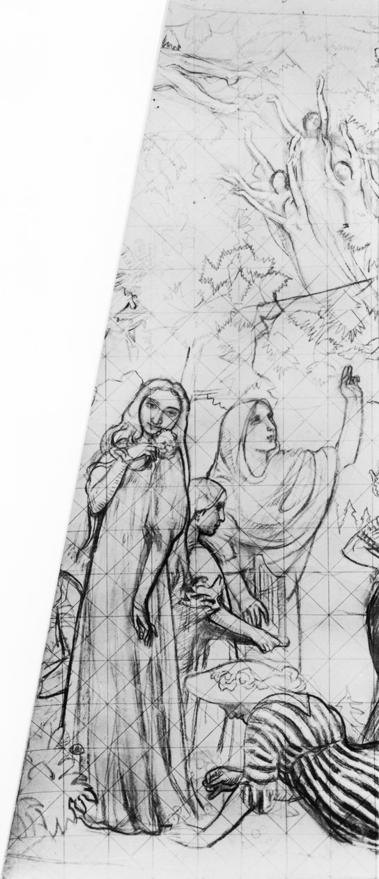 Melisanda, fragment z projektu sufitu Theatre des Champs-Elysees, Paryż, 1912 (węgiel i kreda na papierze) autorstwa Maurice Denis
