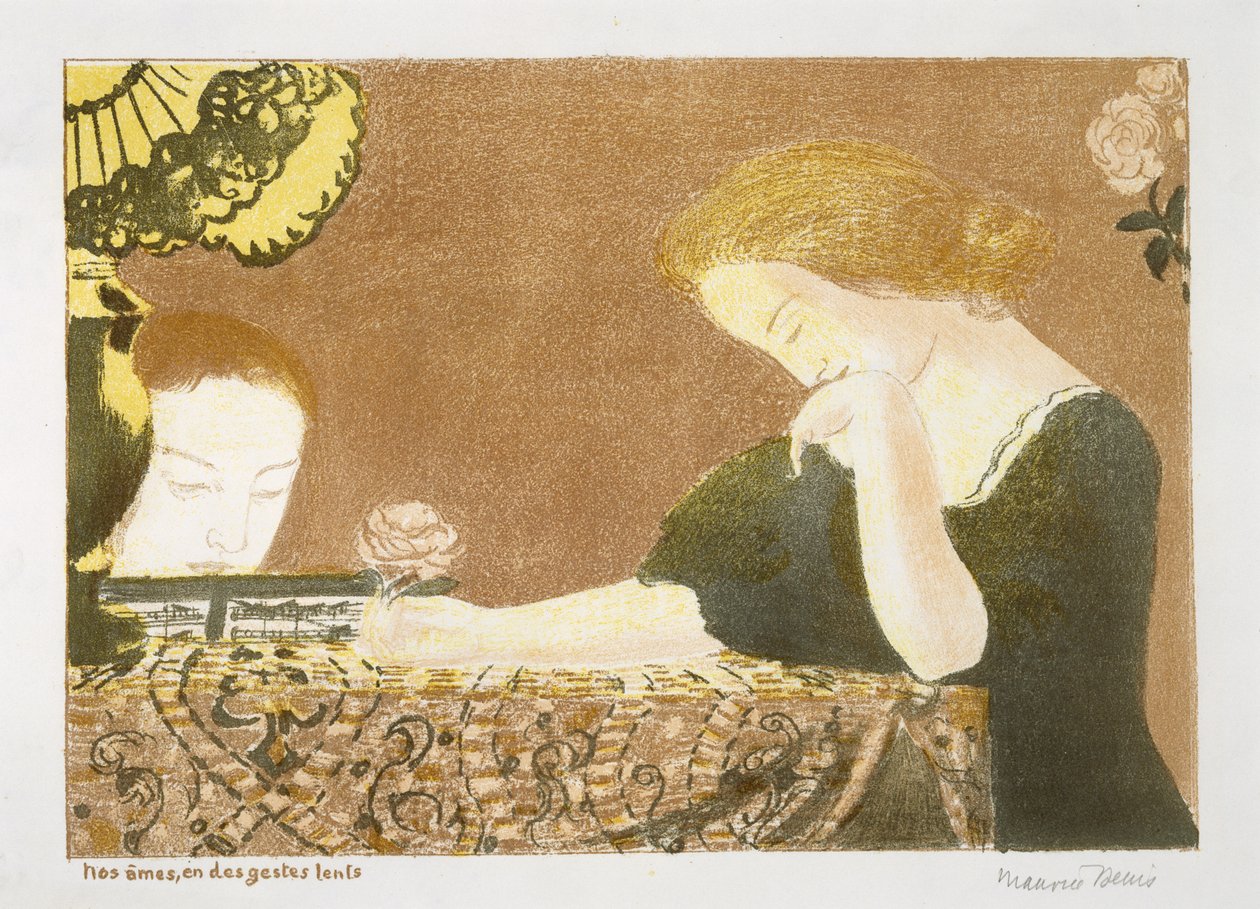 Nasze dusze, w powolnych ruchach, 1892-99 (kolor lito na papierze tkanym) autorstwa Maurice Denis