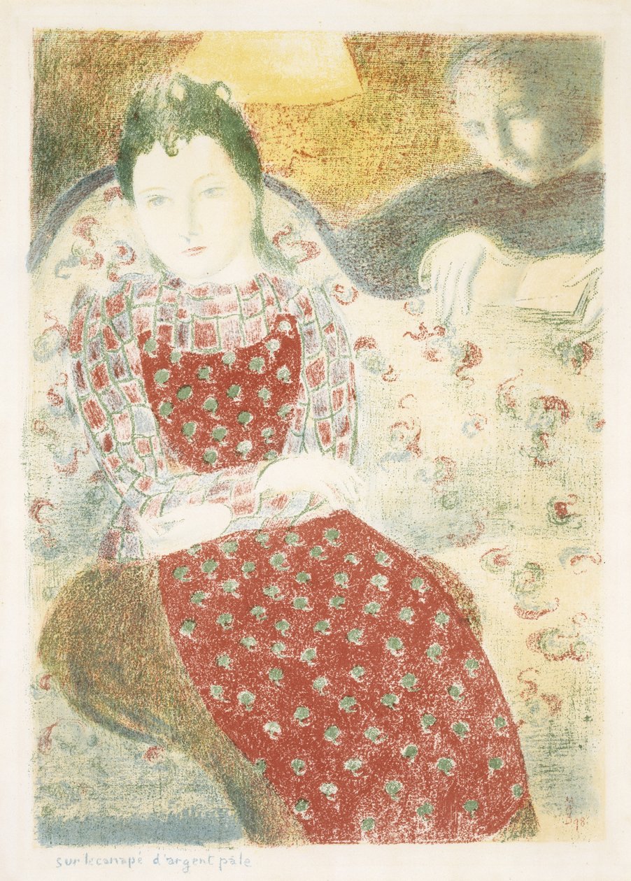 Sur le Canape dargent Pale (Ant blyškios sidabrinės sofos), 1898 (spalvų litografija ant austo popieriaus) autorstwa Maurice Denis