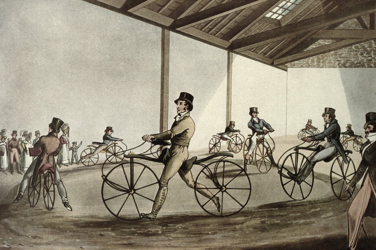 Pedestrian Curricle opatentowany przez Dennisa Johnsona, c.1819 autorstwa Maurice Rousseau