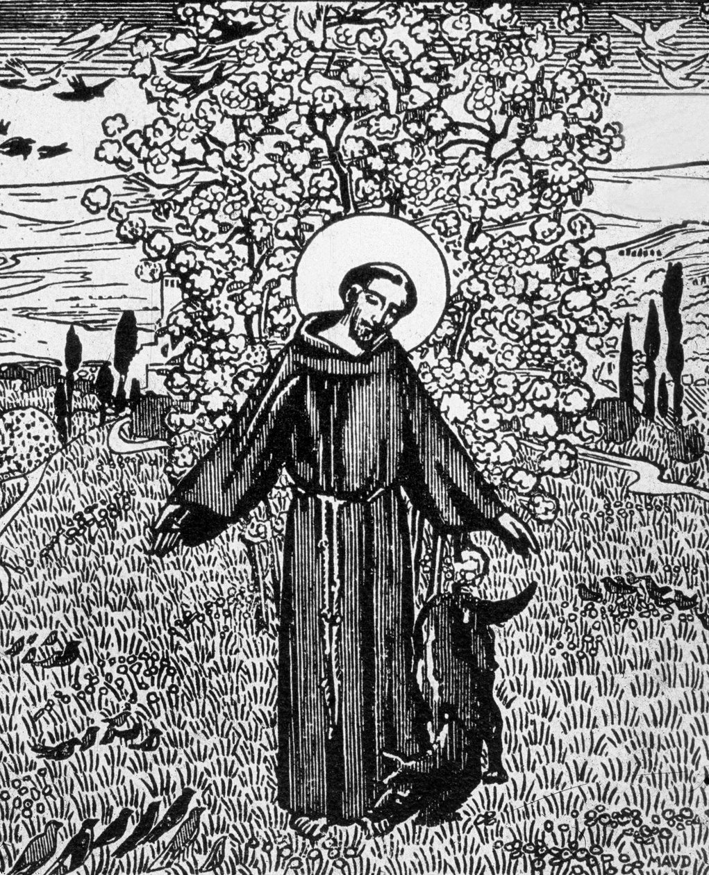 Święty Franciszek z Asyżu (1181-1226), grawerowany przez Jacquesa Beltranda według rysunku Maurice