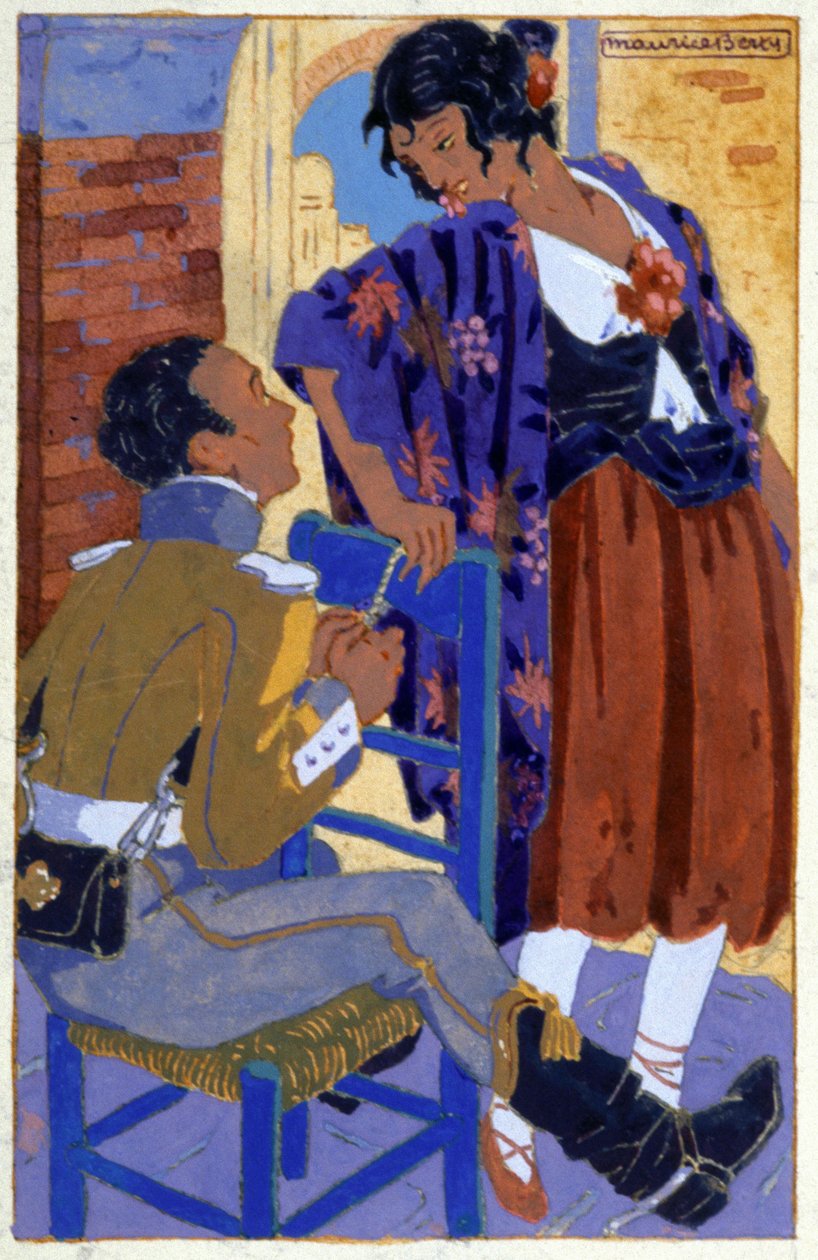 Don Jose i Carmen, ok. 1930 (ilustracja) autorstwa Maurice Berty