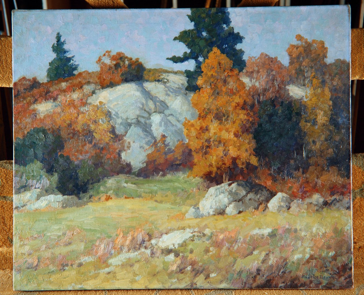 Skalna półka jesienią, ok. 1929 autorstwa Maurice Braun