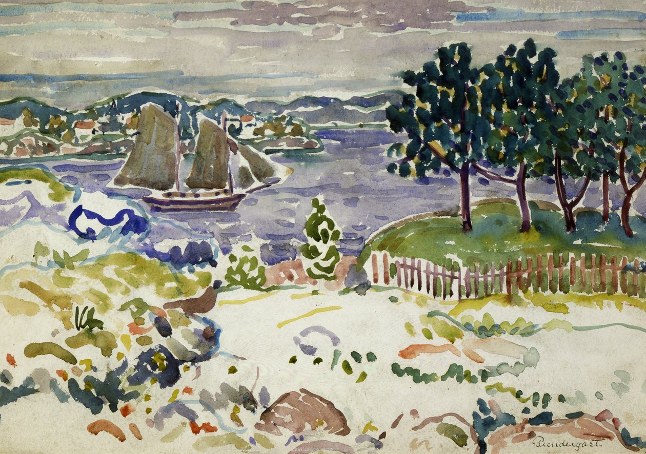 Wlot z żaglówką, Maine, ca. 1913-1915. autorstwa Maurice Brazil Prendergast