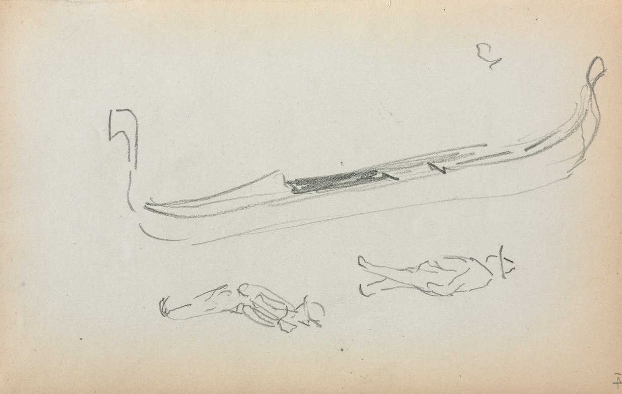 Włoski Sketchbook: Gondola and Two Gondoliers strona 14, 1898-1899. autorstwa Maurice Brazil Prendergast