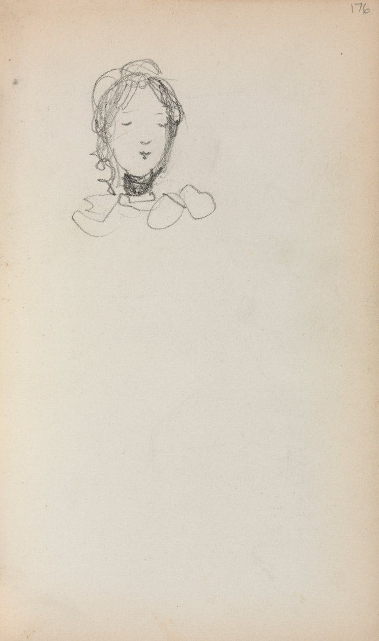 Szkicownik włoski: Głowa dziewczyny strona 176, 1898-1899. autorstwa Maurice Brazil Prendergast