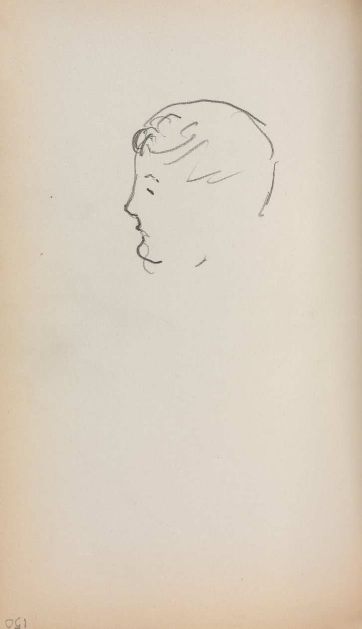 Włoski szkicownik: Głowa mężczyzny z profilu, strona 150, 1898-1899. autorstwa Maurice Brazil Prendergast