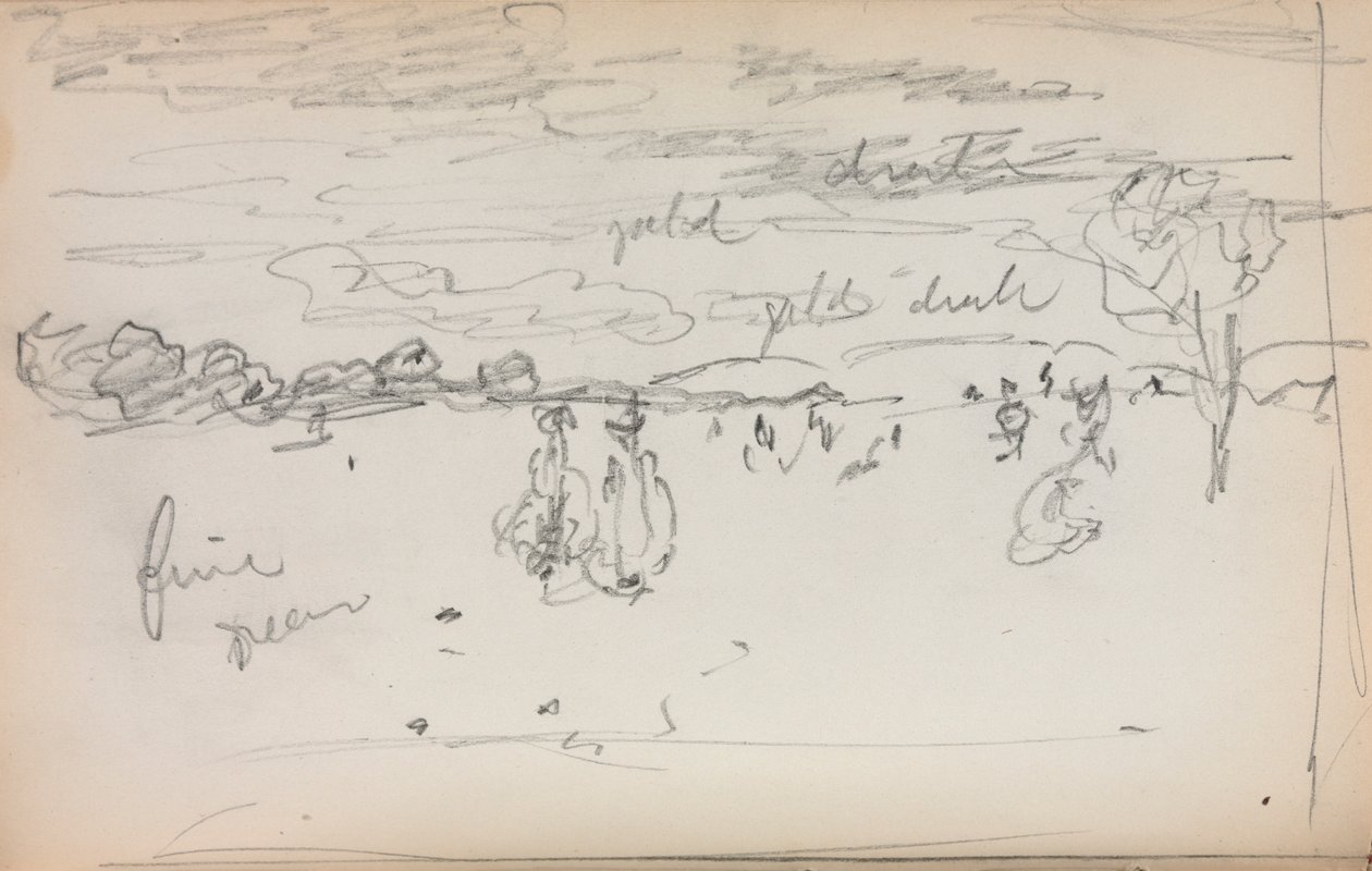 Szkicownik włoski: Krajobraz, strona 57, 1898-1899. autorstwa Maurice Brazil Prendergast