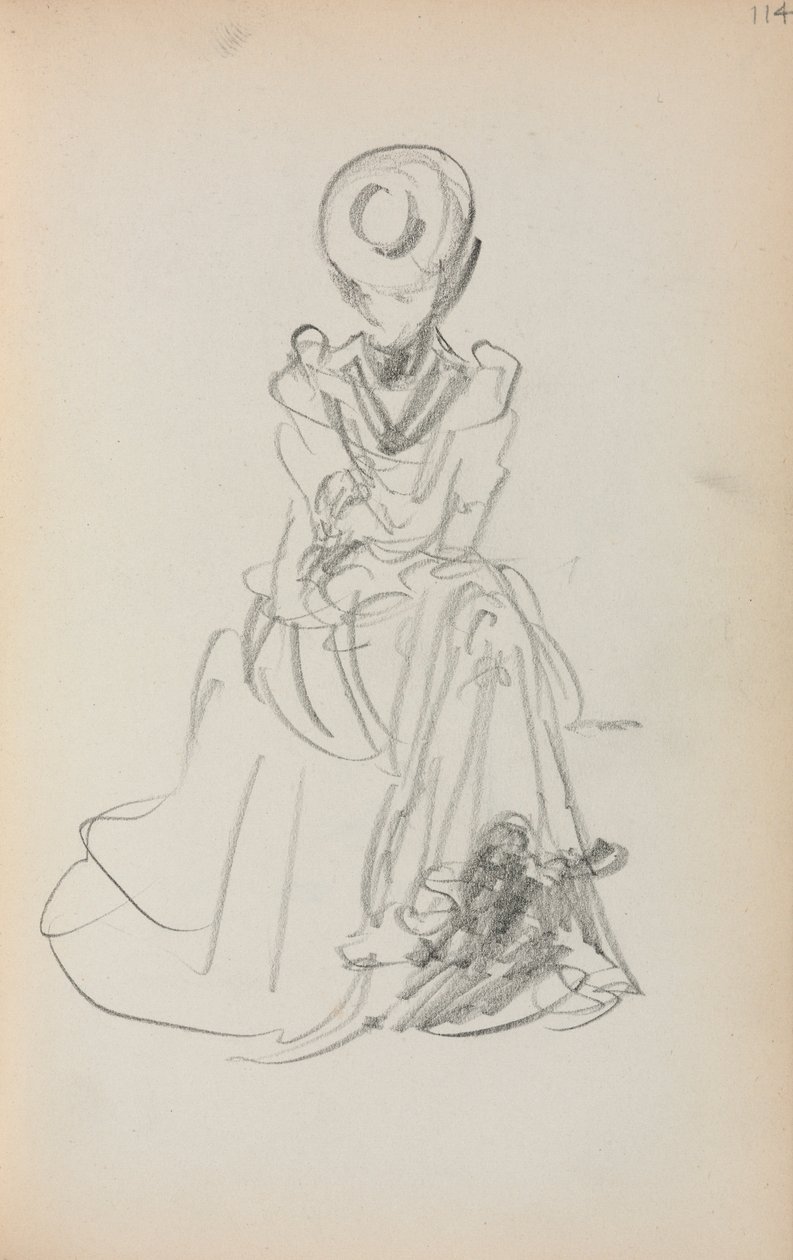 Włoski szkicownik: Siedząca kobieta, strona 114, 1898-1899. autorstwa Maurice Brazil Prendergast