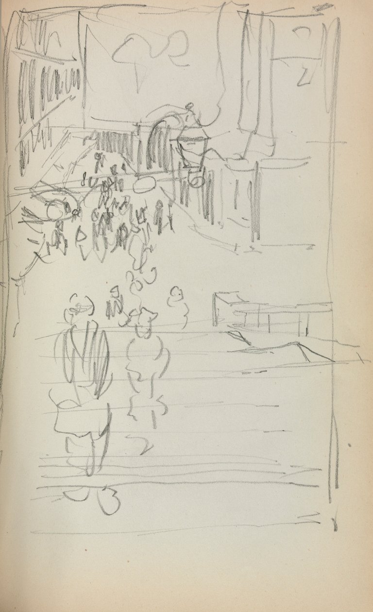 Szkicownik włoski: Schody z figurami strona 165, 1898-1899. autorstwa Maurice Brazil Prendergast