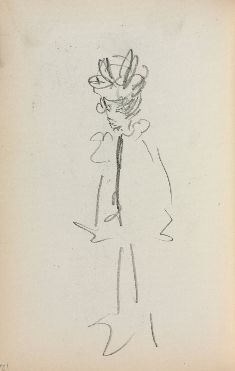 Szkicownik włoski: Stojąca kobieta 34 Zobacz stronę 126, 1898-1899. autorstwa Maurice Brazil Prendergast