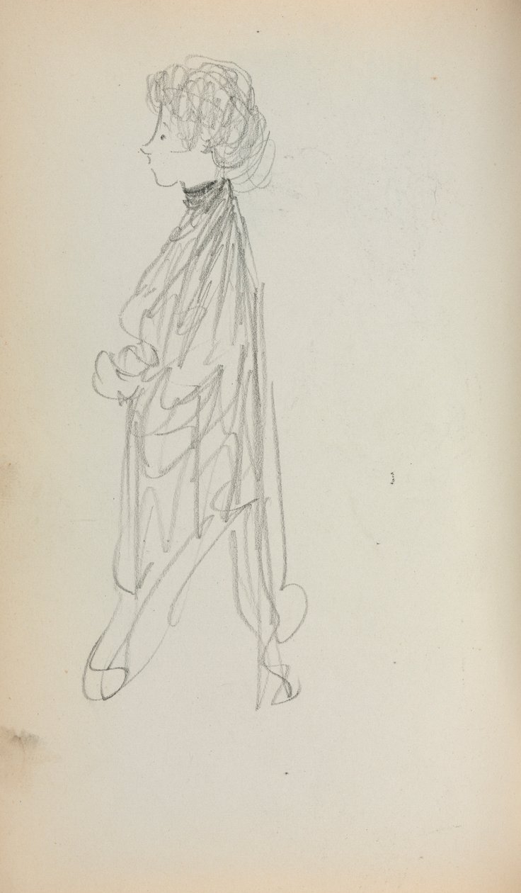 Włoski szkicownik: Stojąca kobieta w profilu, strona 51, 1898-1899. autorstwa Maurice Brazil Prendergast
