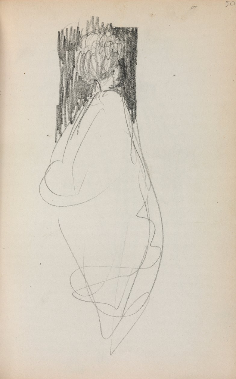 Szkicownik włoski: Stojąca kobieta strona 50, 1898-1899. autorstwa Maurice Brazil Prendergast
