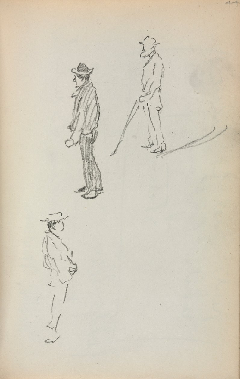 Włoski Sketchbook: Three Standing Men strona 44, 1898-1899. autorstwa Maurice Brazil Prendergast