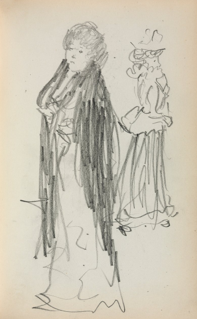 Szkicownik włoski: Dwie stojące kobiety strona 129, 1898-1899. autorstwa Maurice Brazil Prendergast