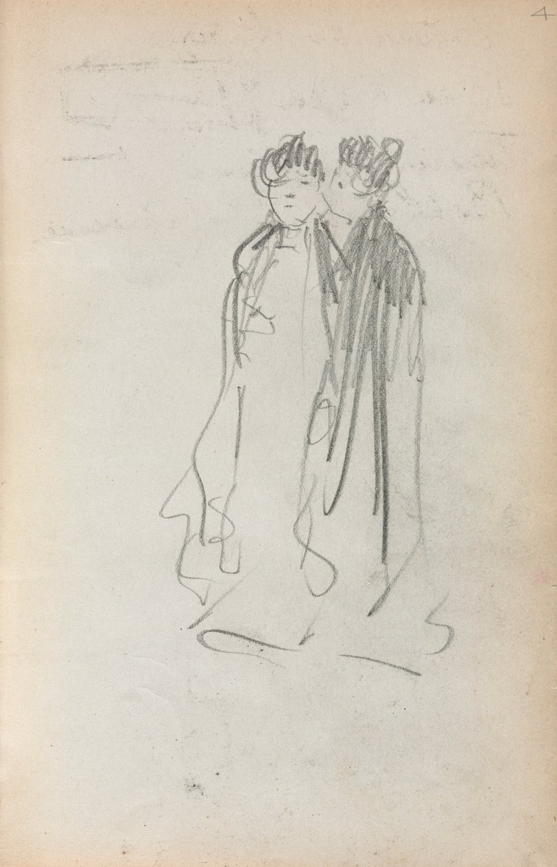 Włoski szkicownik: Dwie stojące kobiety strona 4, 1898-1899. autorstwa Maurice Brazil Prendergast