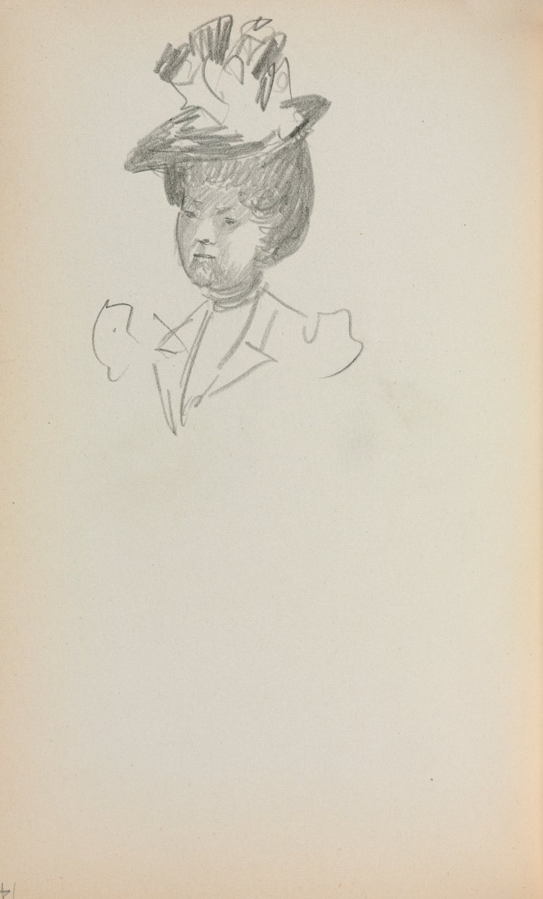 Szkicownik włoski: Kobieta, Długość biustu strona 142, 1898-1899. autorstwa Maurice Brazil Prendergast