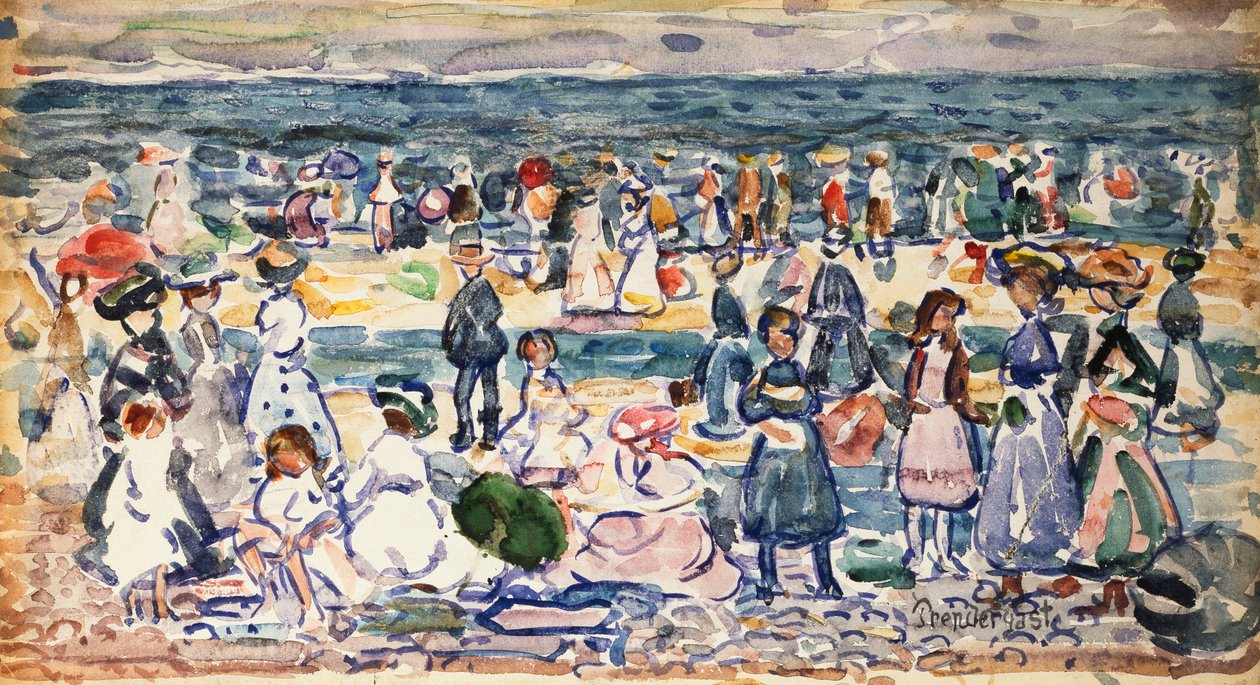 Odpływ, plaża Revere, ok. 1910-11 autorstwa Maurice Brazil Prendergast