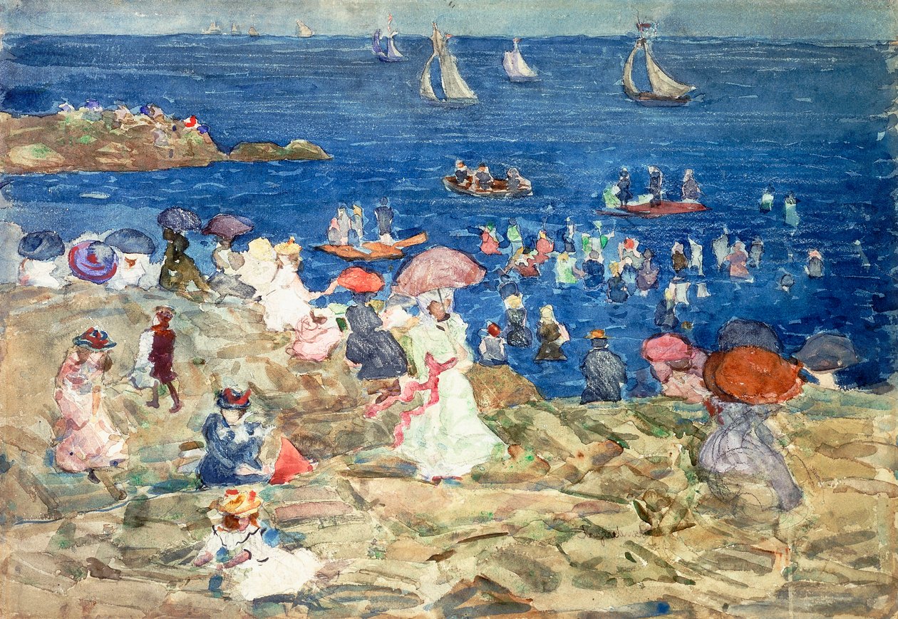 Scena na plaży w Nowej Anglii, ok. 1896-97 autorstwa Maurice Brazil Prendergast