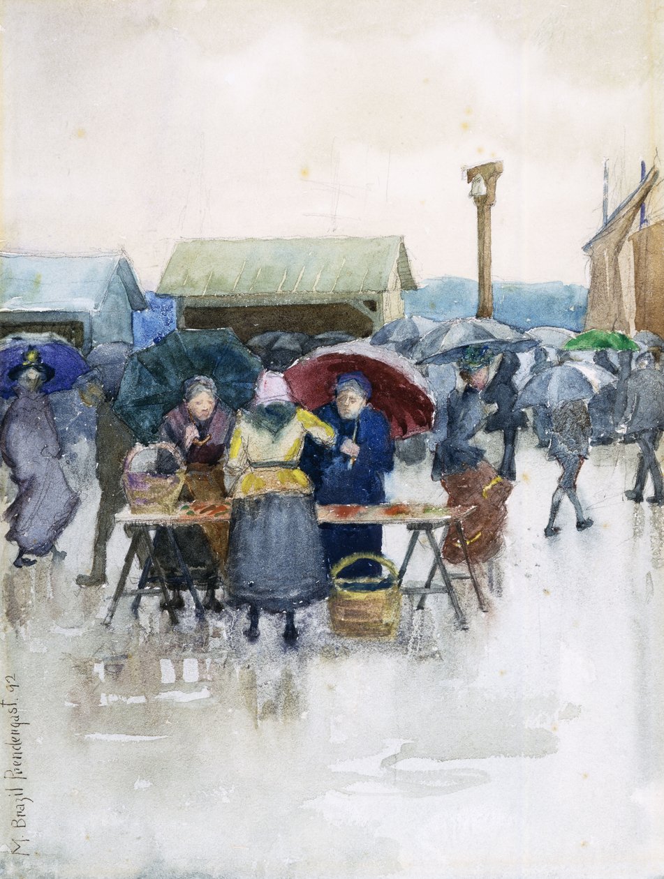 Deszczowy dzień: Targ Rybny, 1892 autorstwa Maurice Brazil Prendergast