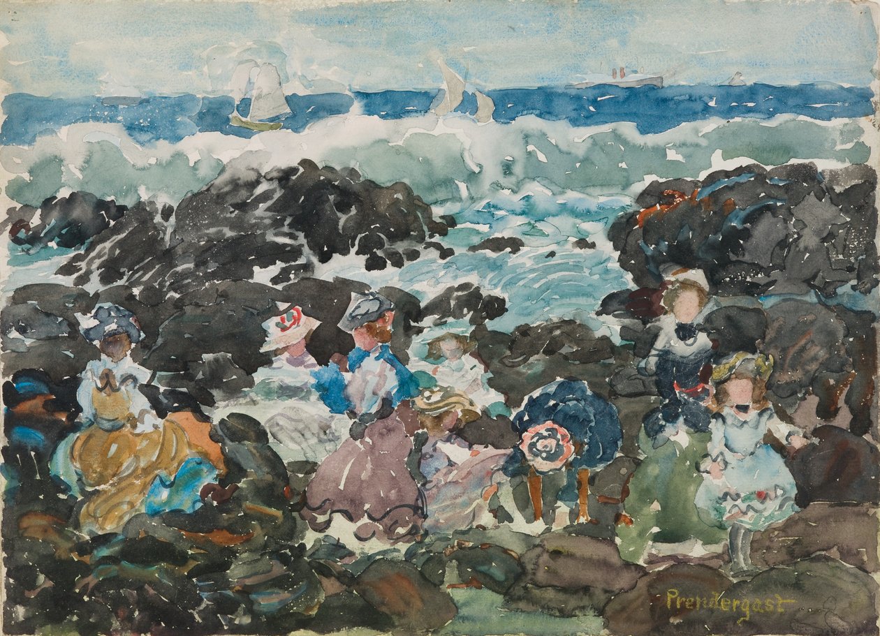 Surf, Cohasset, ok. 1900-5 (akwarela i grafit) autorstwa Maurice Brazil Prendergast
