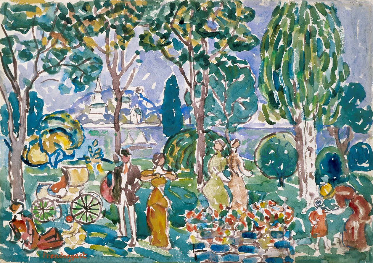 Park, Salem (akwarela na ołówku na papierze) autorstwa Maurice Brazil Prendergast
