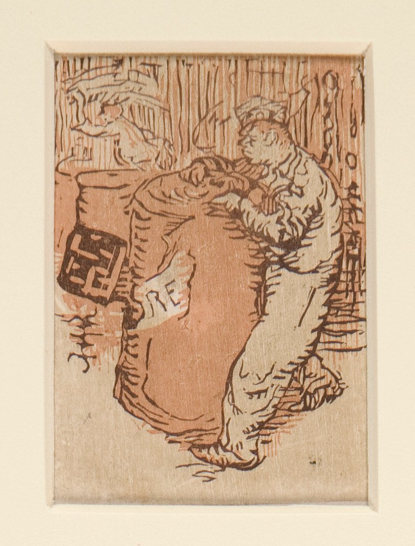 Sprzedawcy uliczni w La Pensee, ilustracja, s. 35 autorstwa Maurice Delcourt