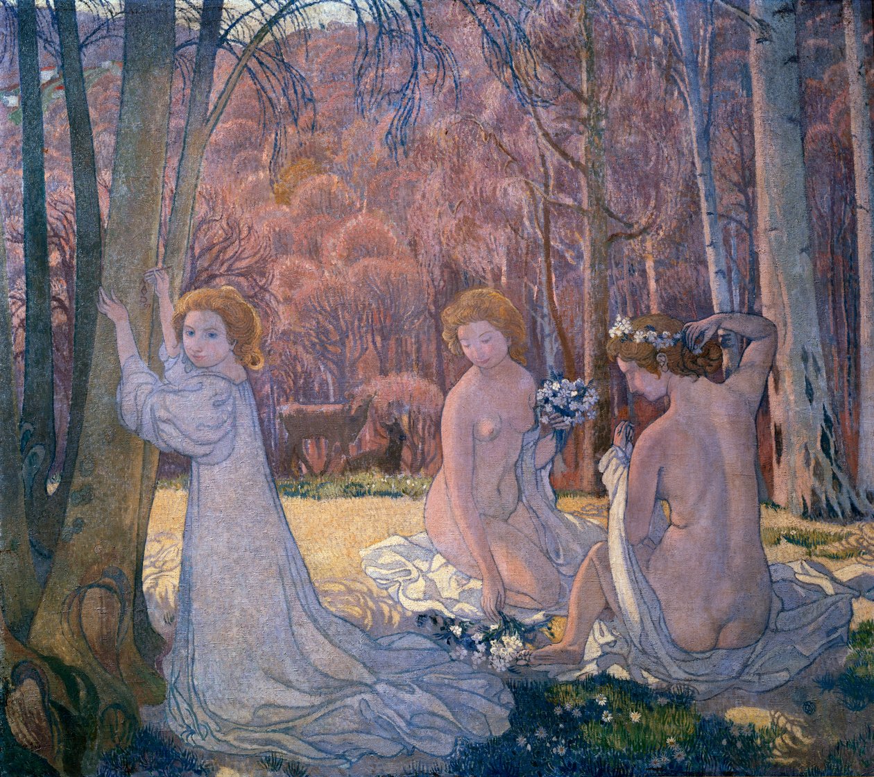 Figury w świętym gaju wiosennego krajobrazu, 1897 autorstwa Maurice Denis