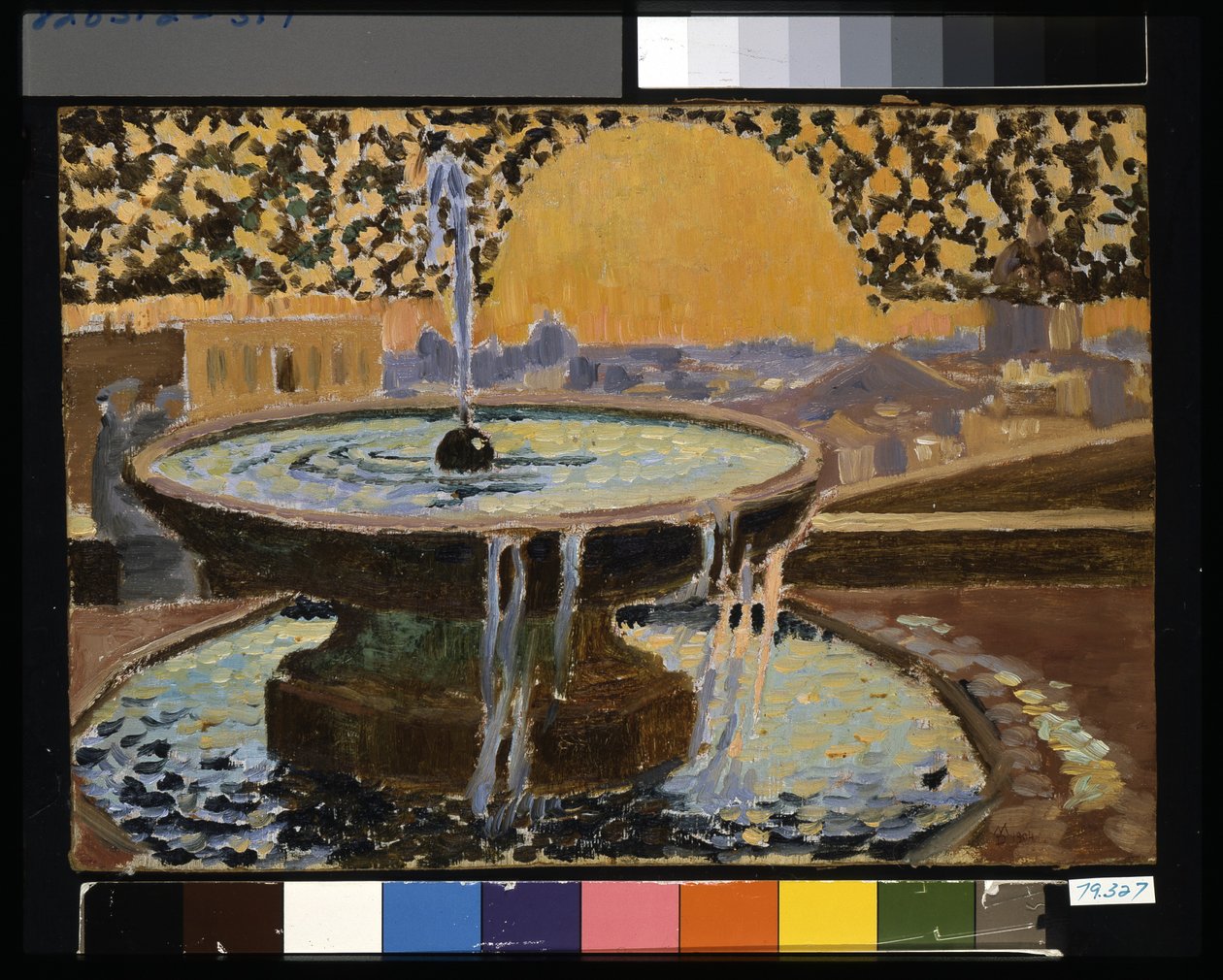 Fontanna w willi Medici (olej na tekturze warstwowej) autorstwa Maurice Denis