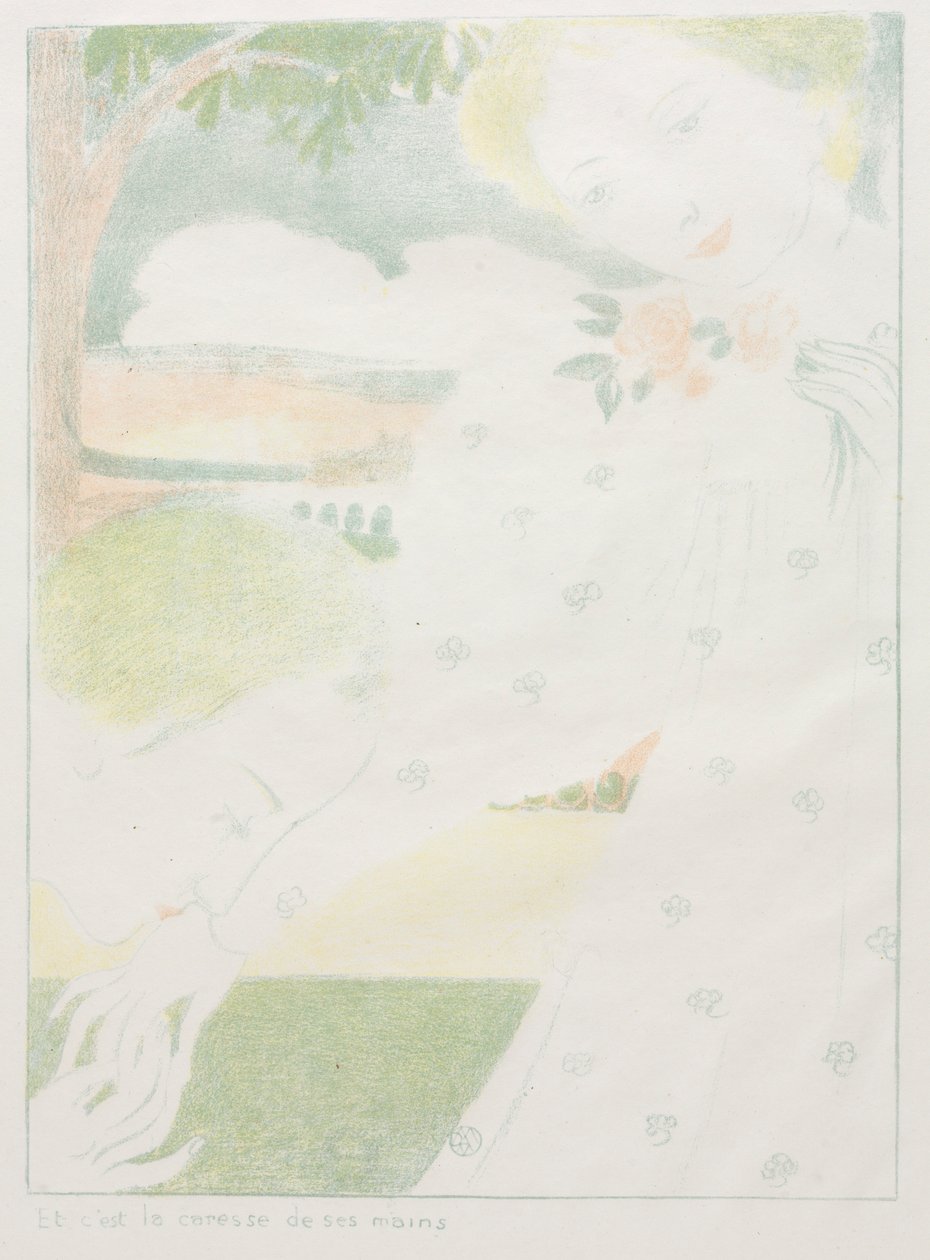 Miłość: Pl. 8, I to pieszczota rąk Amour: Pl. 8, Et cest la caresse de ses mains, 1898 autorstwa Maurice Denis