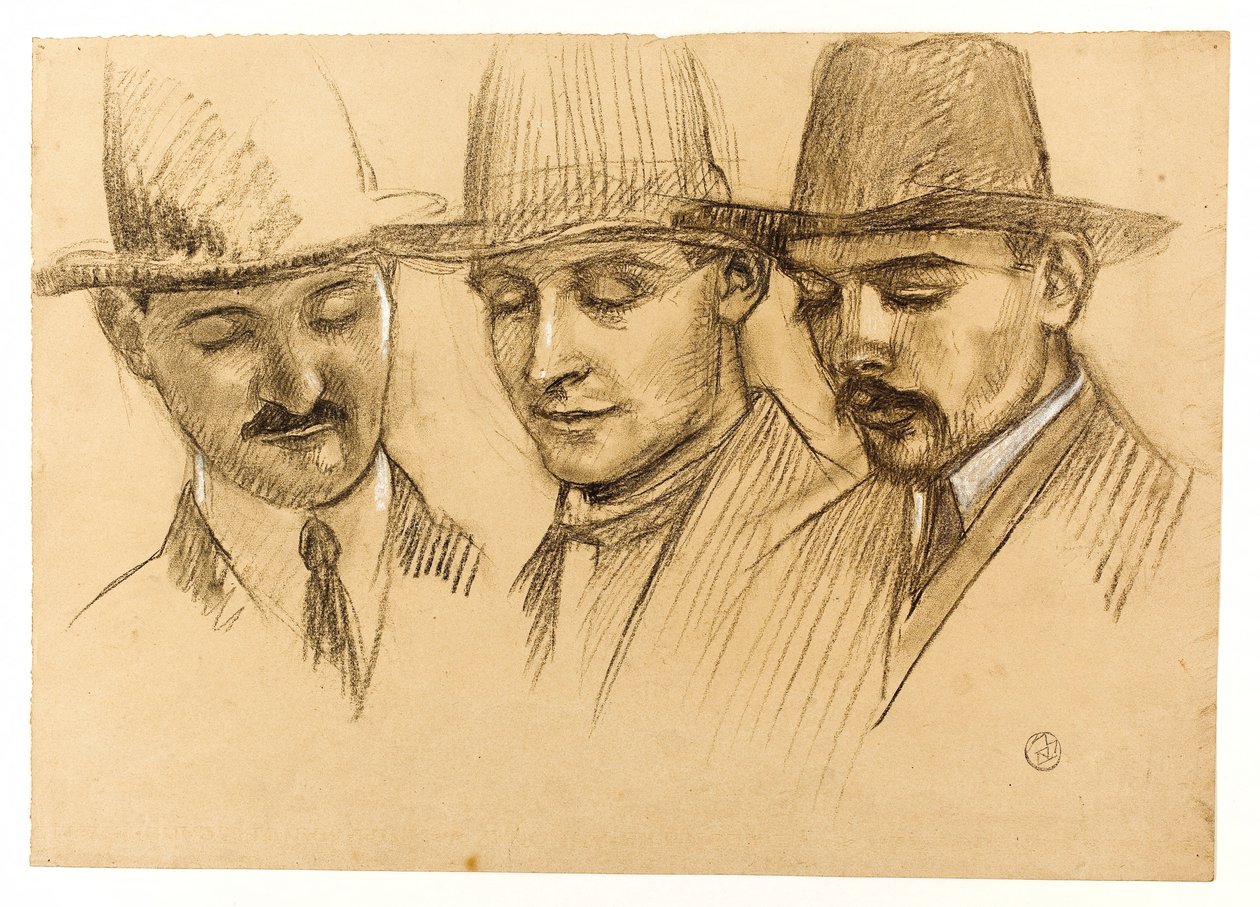 Portrety ojca Couturiera, Charlesa Plessarda i André Lecouteya. Szkic do kopuły Dutuit: trzej architekci z Francuskiej Szkoły w Rzymie autorstwa Maurice Denis