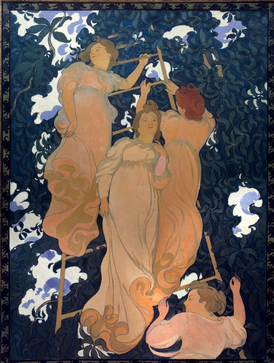 Skala w liściach płótna naklejona na karton do sufitu autorstwa Maurice Denis