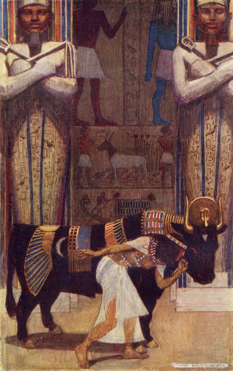 The Girl Wife and the Bata Bull z opowieści o Chłopie, który został królem, ilustracja z książki Donalda A. Mackenzie 