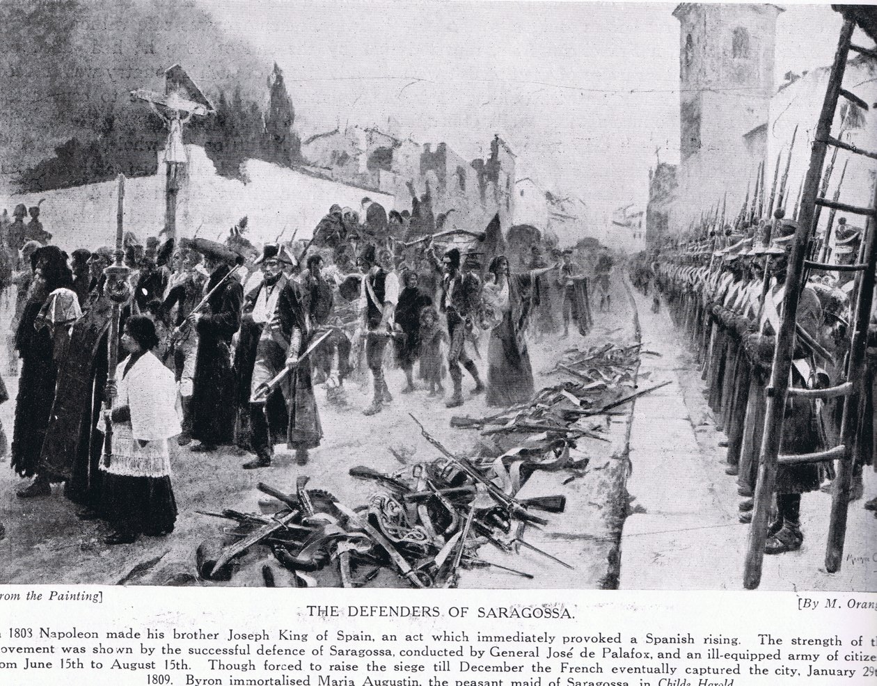 Obrońcy Saragossy, ilustracja z „Historii narodów Hutchinsona” autorstwa Maurice Henri Orange