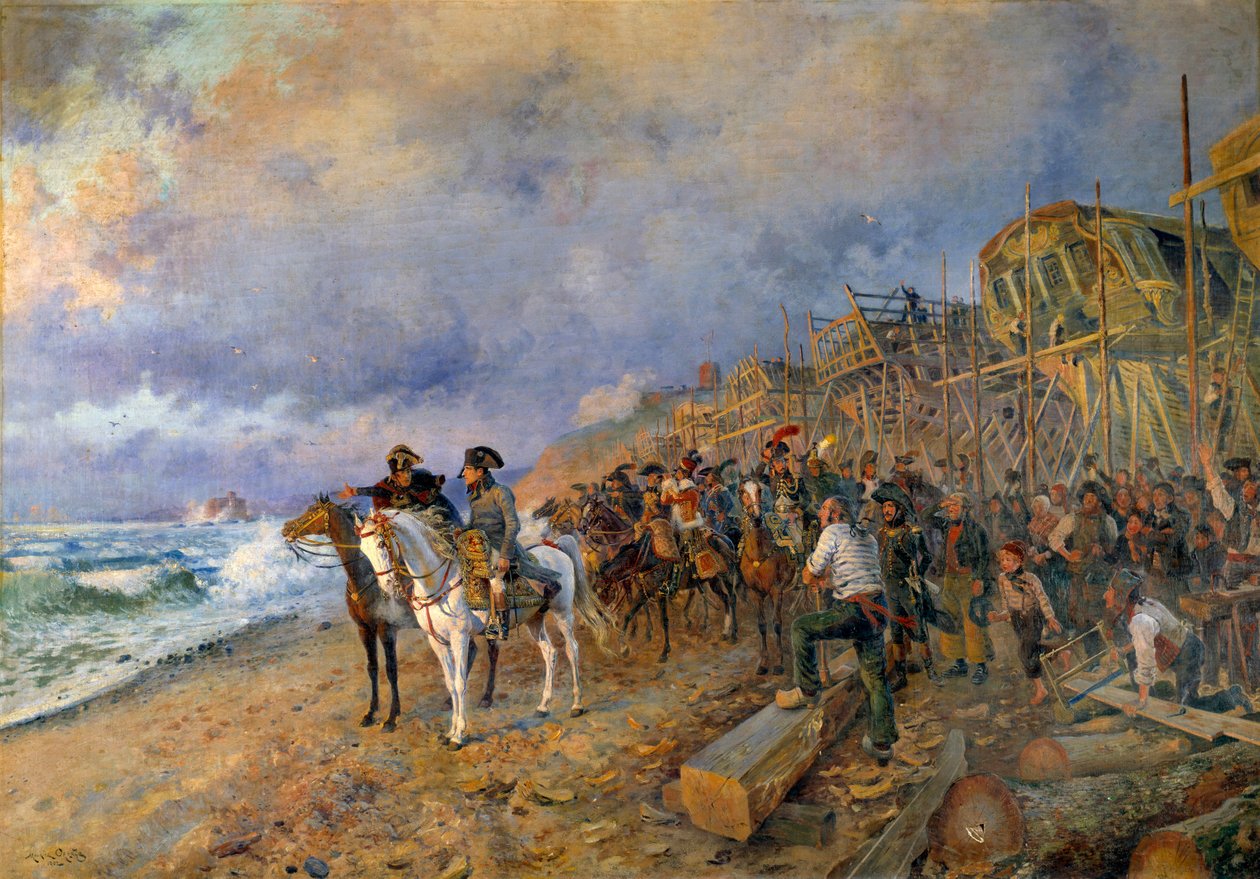 Pierwszy Konsul Napoleon Bonaparte (1769-1821) odwiedza arsenał Boulogne Obraz Maurice